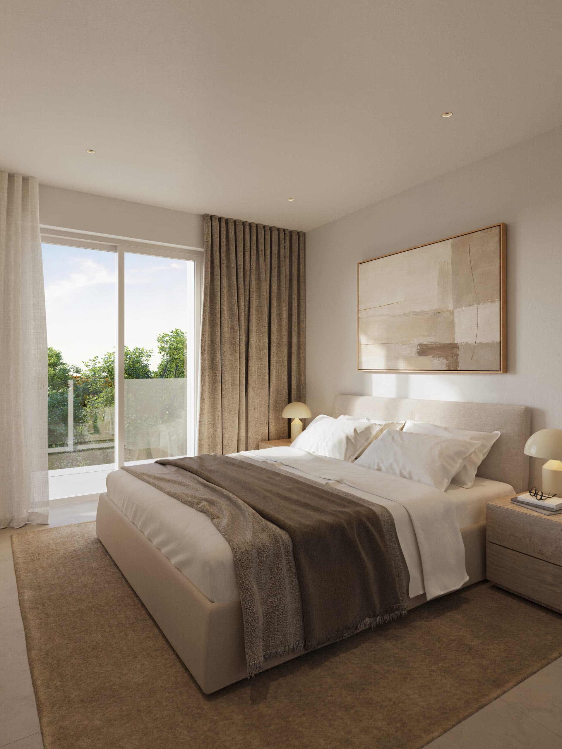 Bedroom with a warm, bright design at Residencial Mikado