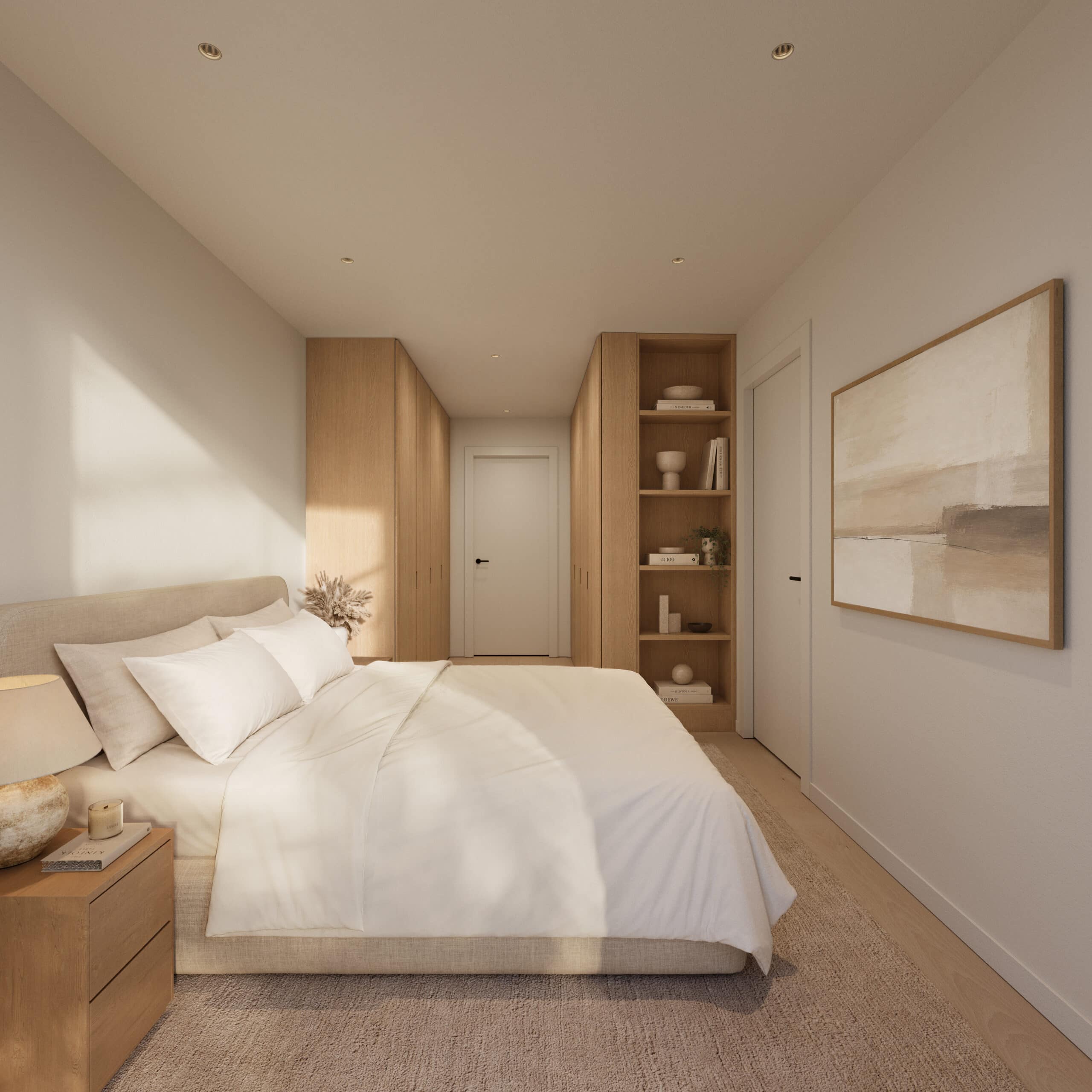Main bedroom designed in warm tones with plenty of natural light at Residencial Mikado